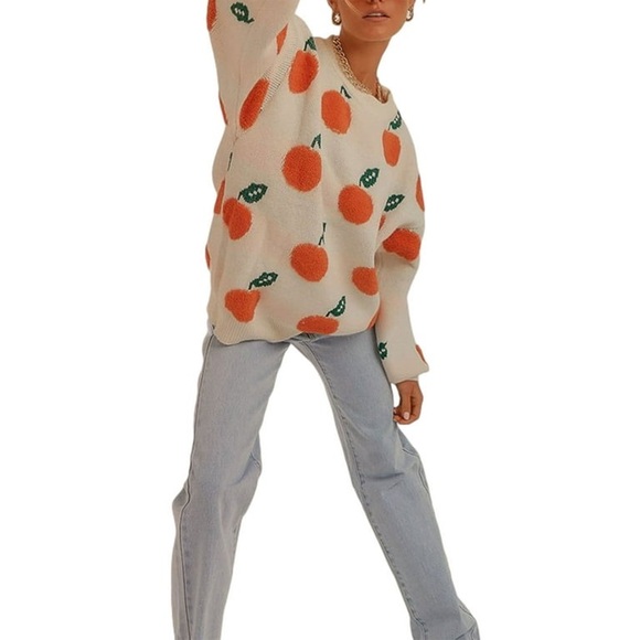 Cider All Over Orange Print Sweater Size Small - Picture 4 of 7